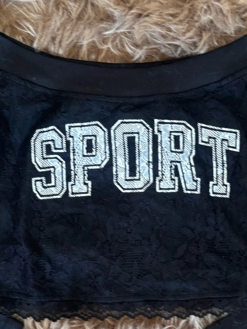 Sporty Gal Off Shoulder crop Top Black lace detail